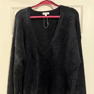 Adyson Parker Oversized Mohair-Blend V Neckline Black Sweater XL NWOT